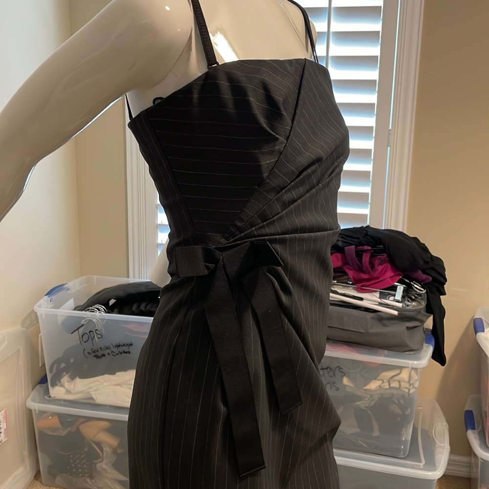 D&G Grey Pinstripe Strapless Look Gathered Ruched Waist Pencil Dress IT42 NWOT 6 - Picture 8 of 17